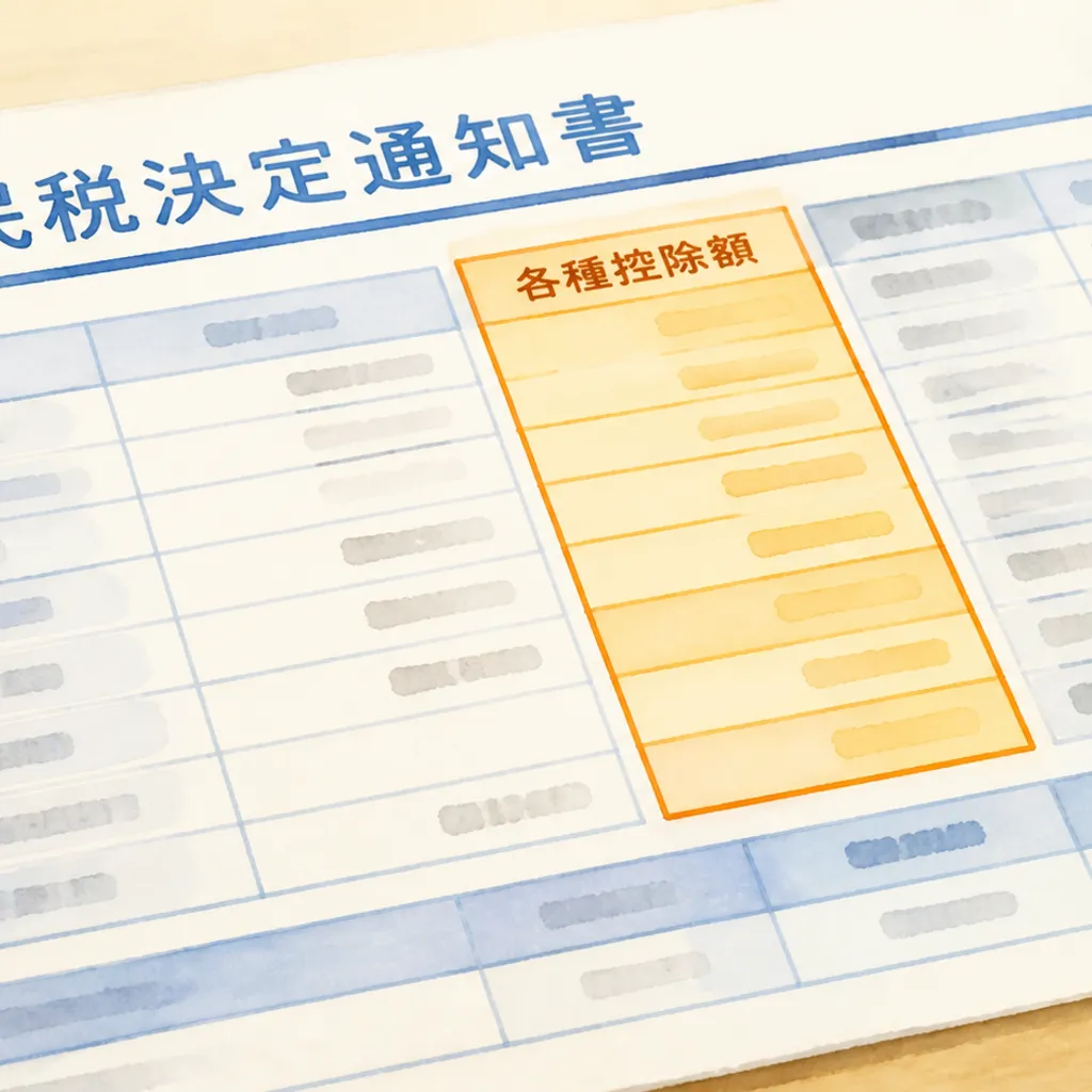 税額控除欄に印を付けた住民税決定通知書