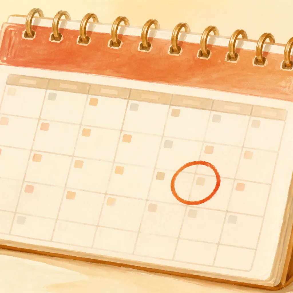 12月の日付に赤丸を付けた卓上カレンダー