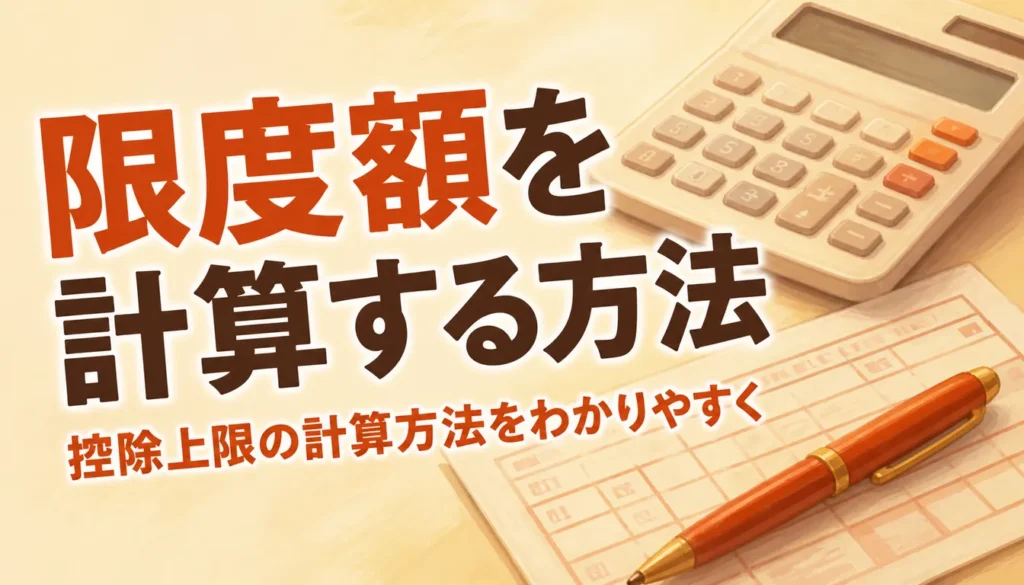 電卓と源泉徴収票を並べて限度額を計算する様子