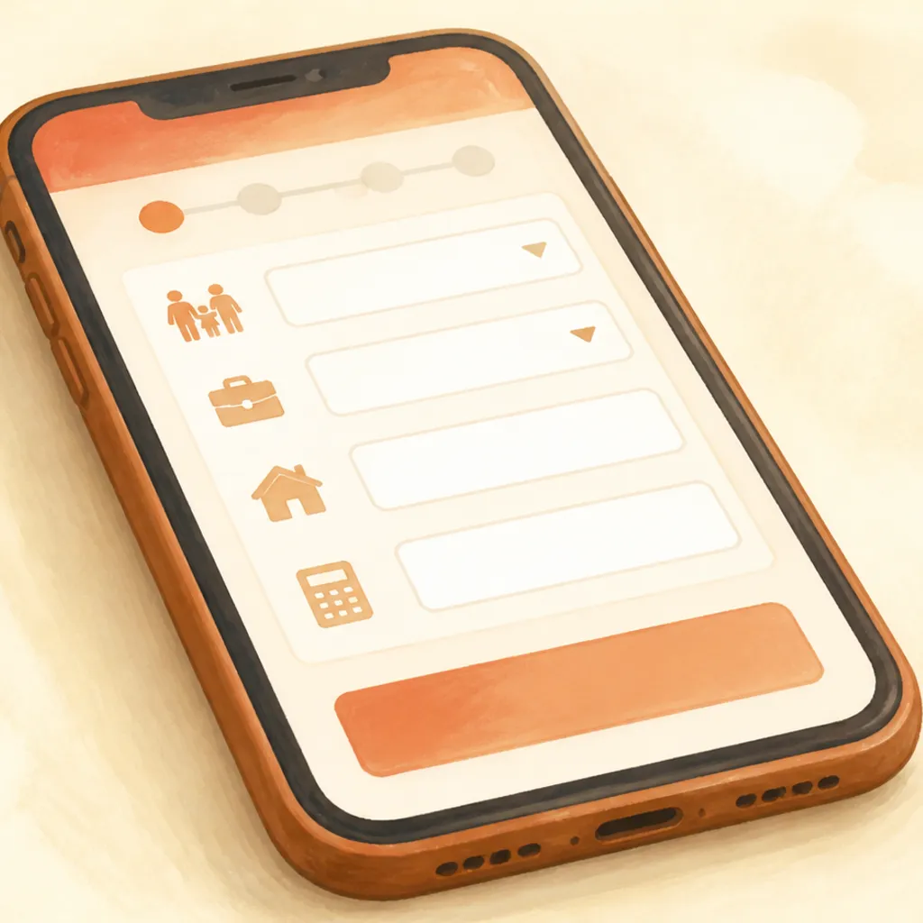限度額シミュレーターの入力画面を表示したスマートフォン