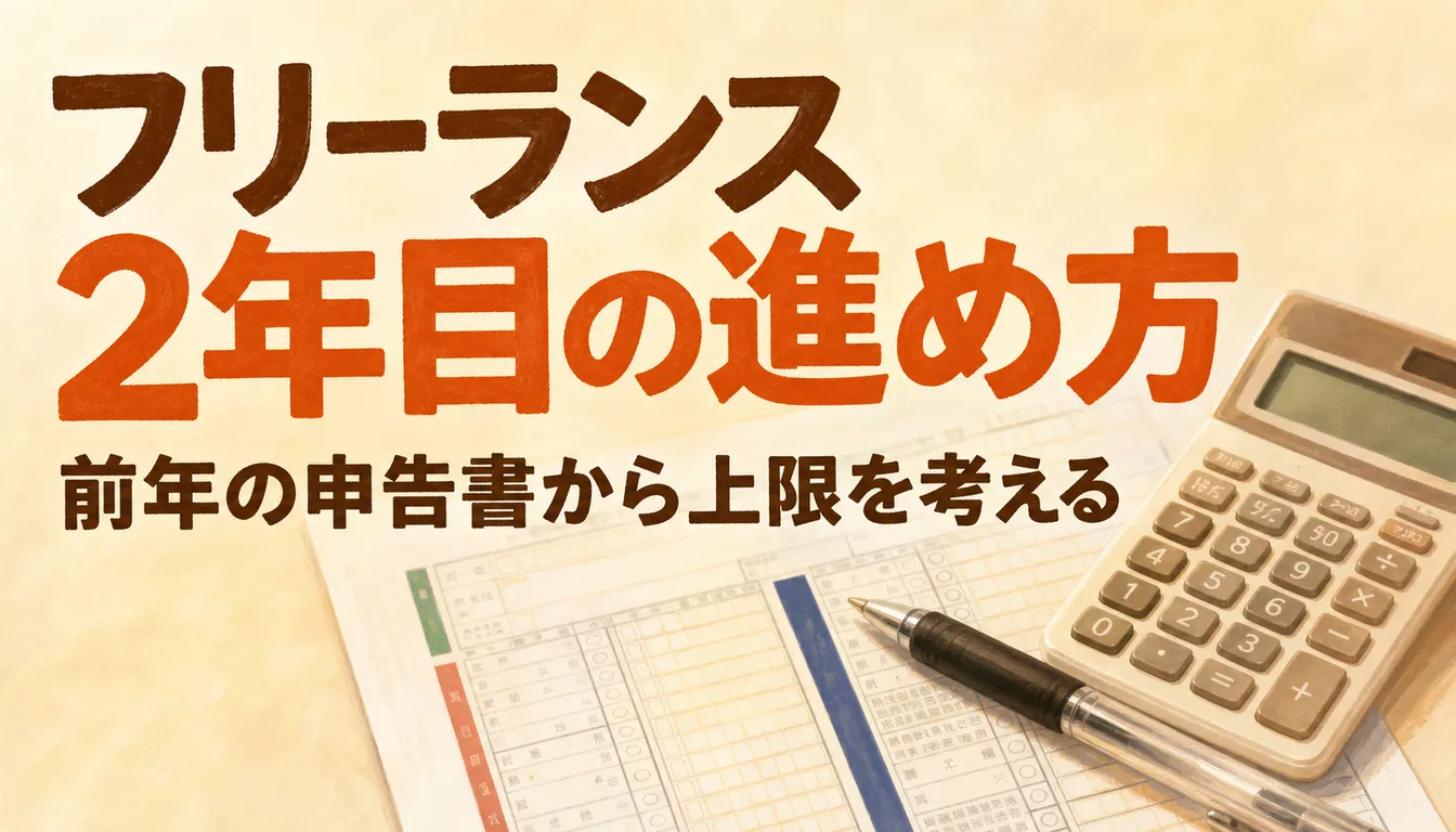 確定申告書と電卓を使って限度額を見積もる様子