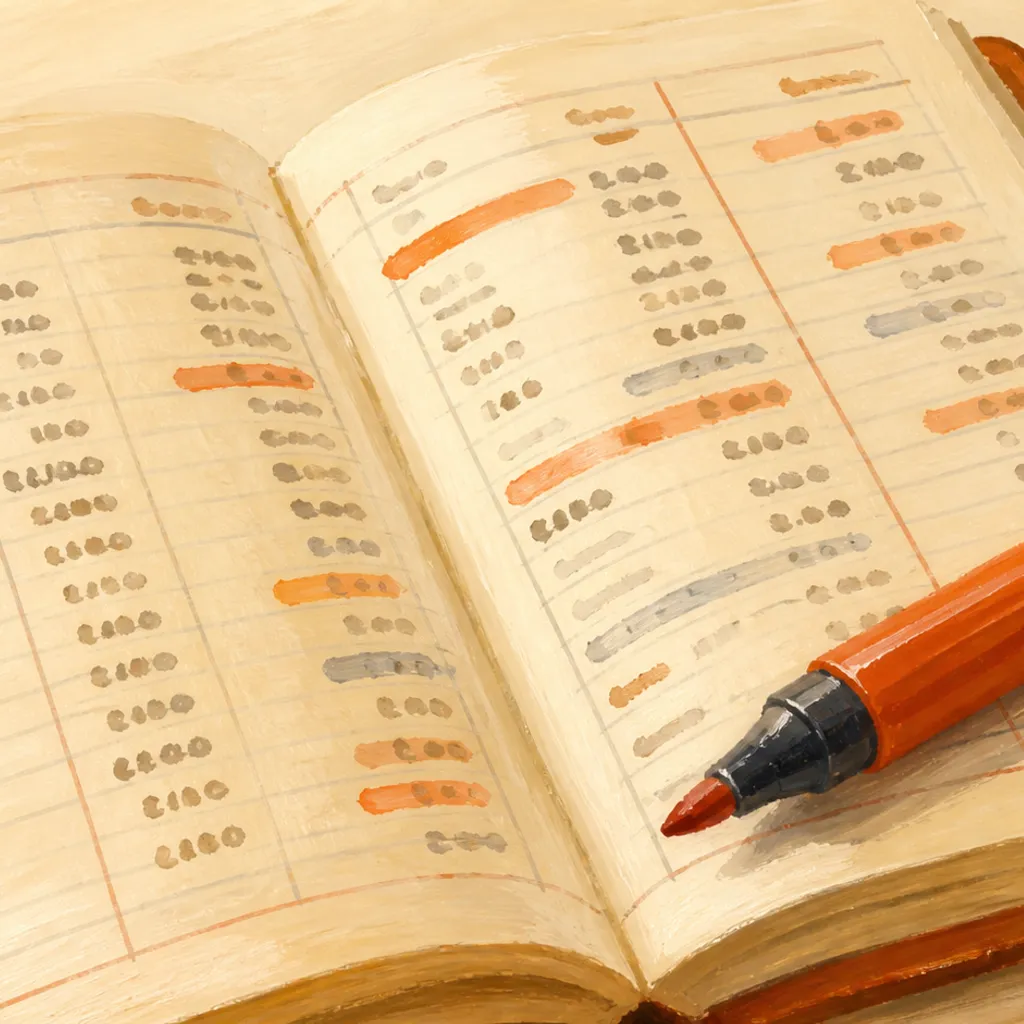 売上と経費を書き出した帳簿のページ