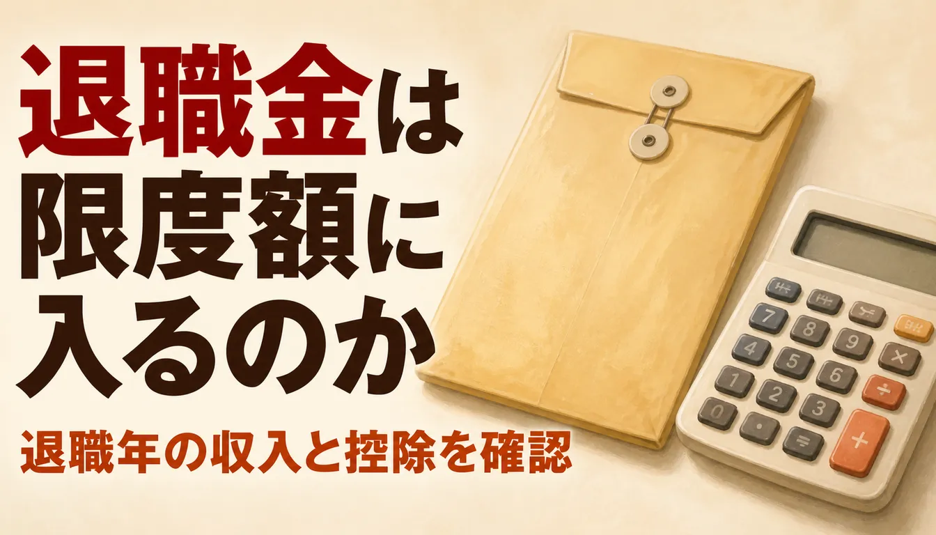 退職金の支給明細と電卓を並べたイメージ