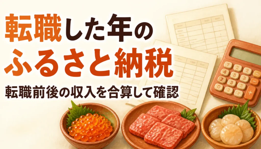源泉徴収票2枚と電卓を並べた年収計算のイメージ
