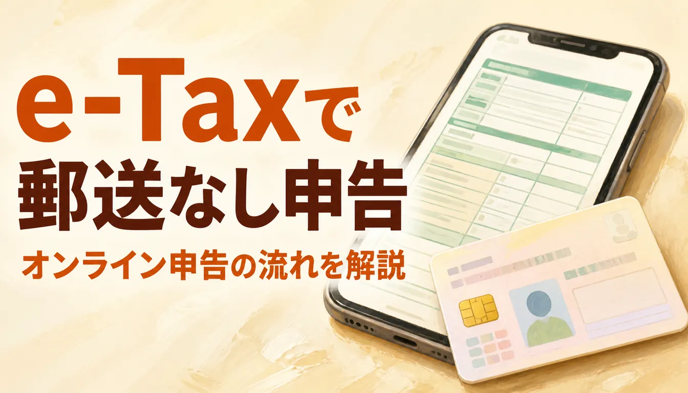 確定申告画面を表示したスマホとマイナンバーカード