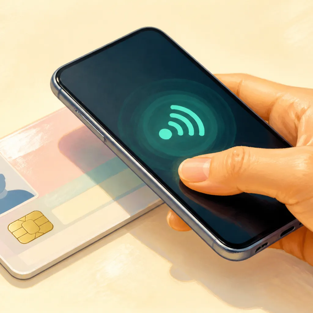 スマホでマイナンバーカードを読み取る手元
