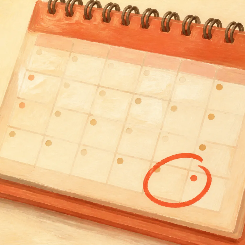 年末の締切に印をつけた12月のカレンダー