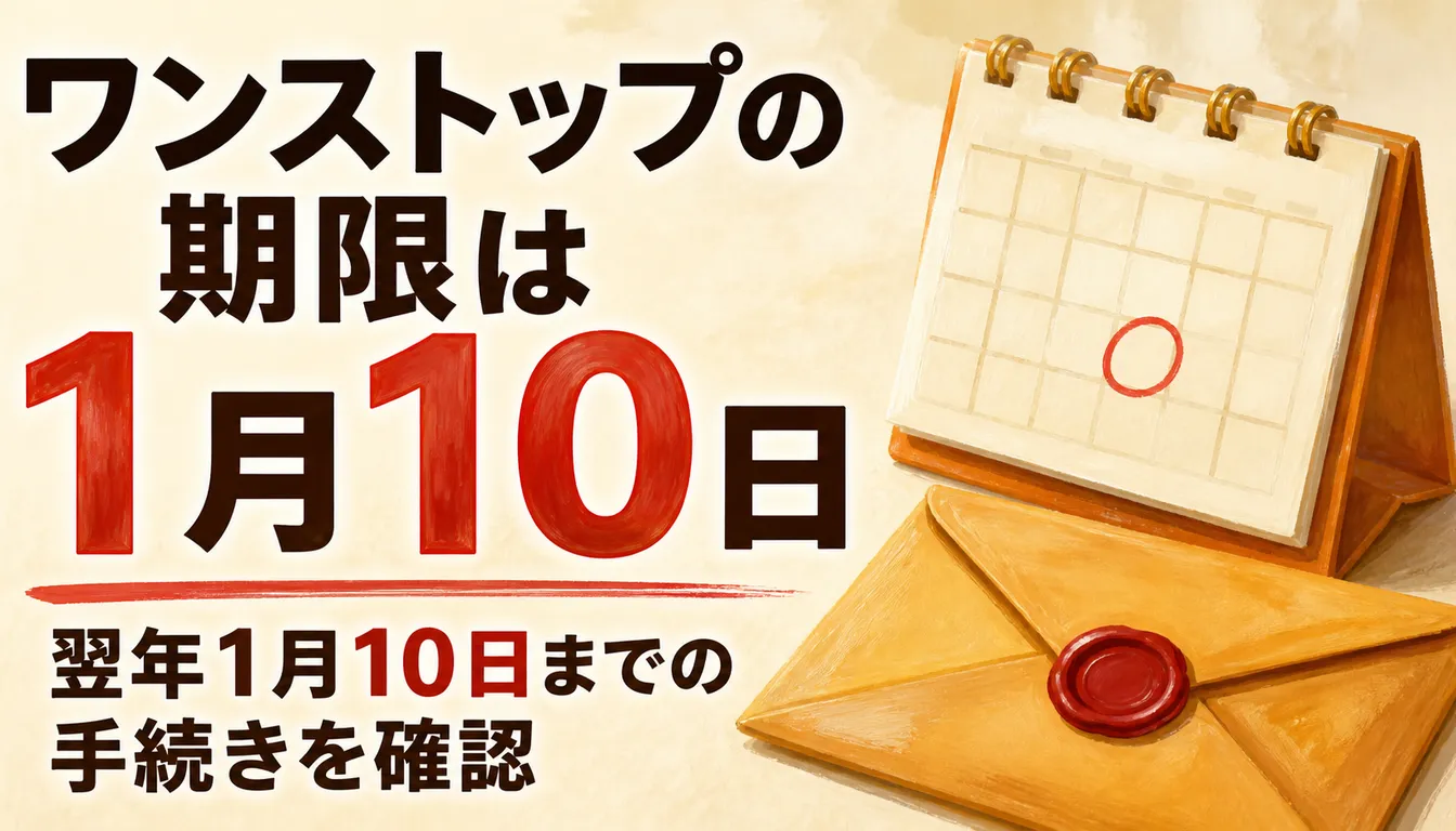 1月10日に赤丸をつけたカレンダーと封筒