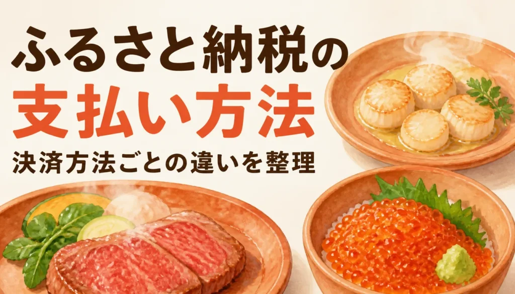 ふるさと納税の支払い画面とクレジットカードのイメージ