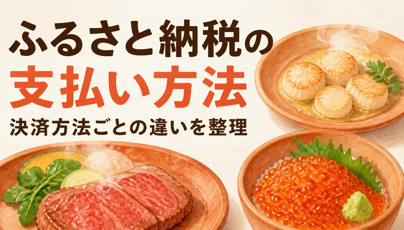 ふるさと納税の支払い画面とクレジットカードのイメージ