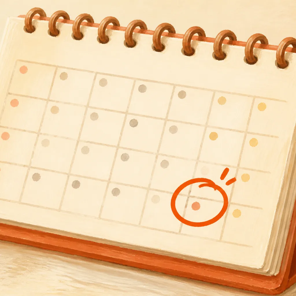 年末の期限に印が付いた12月のカレンダー