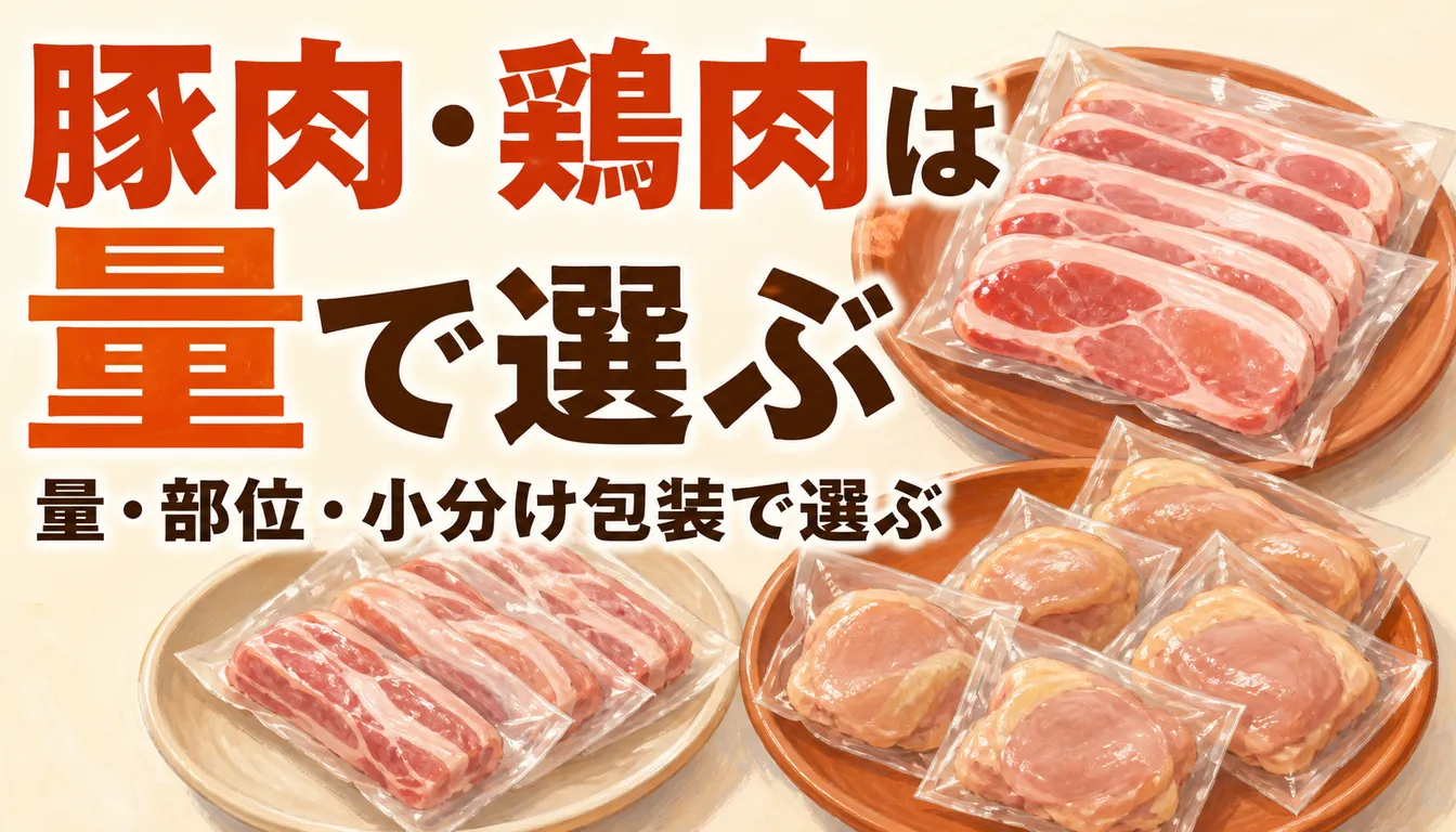 小分け真空パックに入った冷凍の豚肉と鶏肉