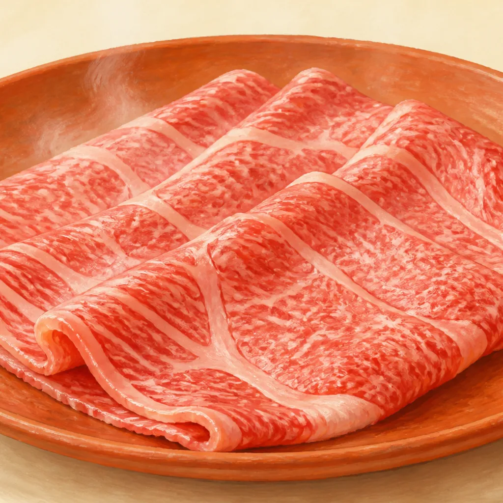 一食分に取り分けた薄切り牛肉