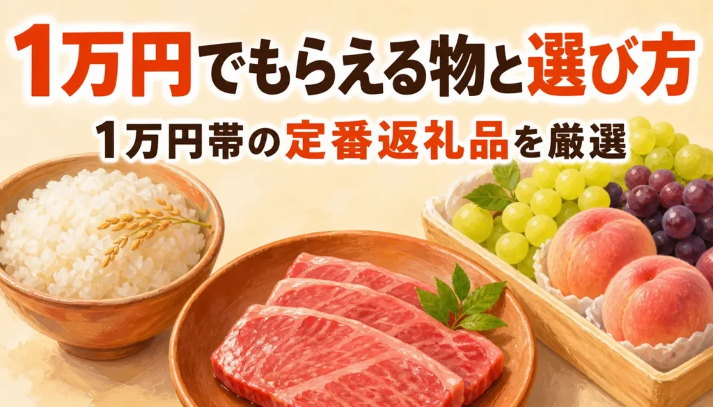米や肉、果物などふるさと納税の返礼品が並んだ様子