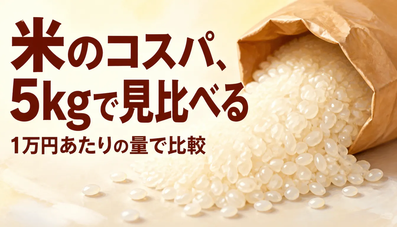 紙袋からあふれる精米された白米の粒