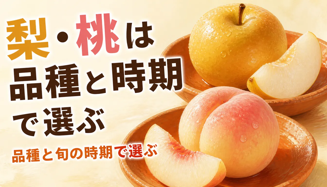みずみずしい和梨と白桃が並んだ夏の果物