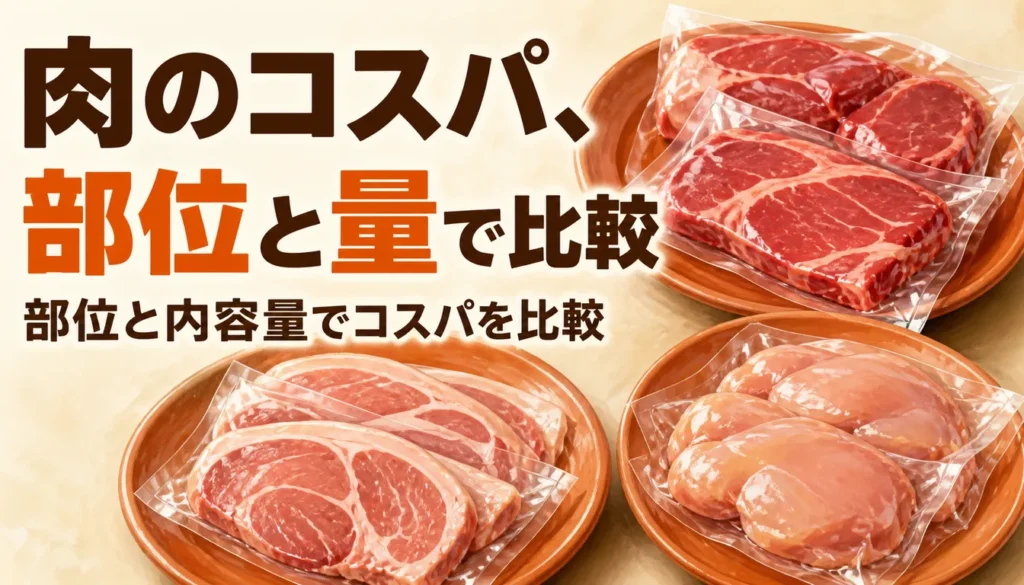 真空パックに入った牛・豚・鶏の生肉が並んだ様子