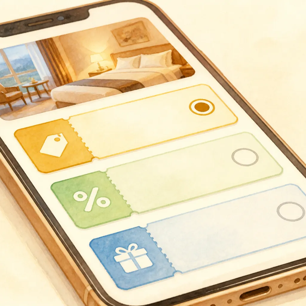 スマホで宿泊予約にクーポンを適用する画面
