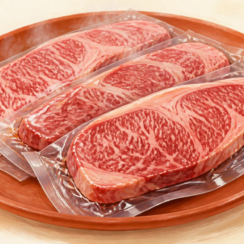 小分け真空パックにされた冷凍の牛肉